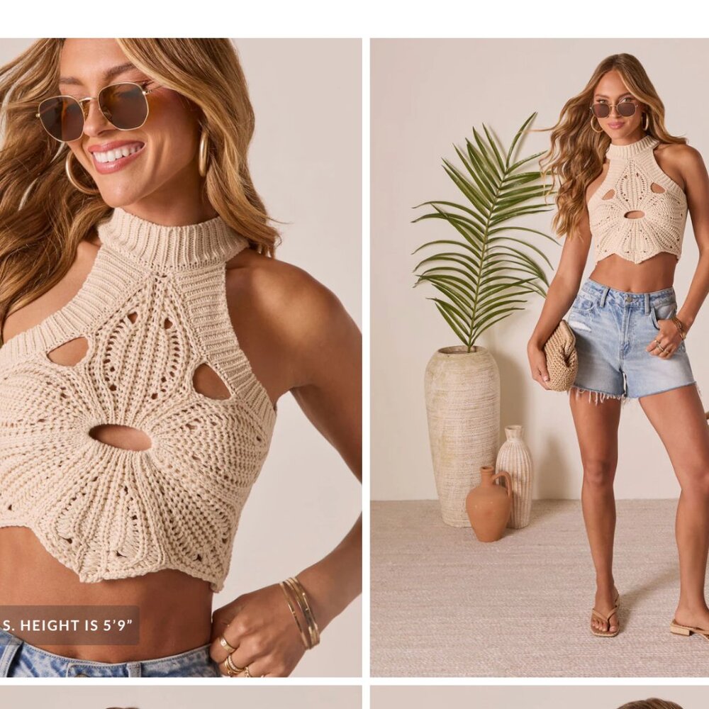 Isobel Mock Neck Crochet Tank